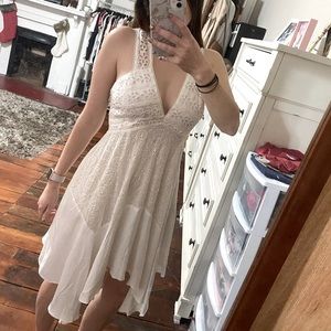 Boho white strappy lace dress